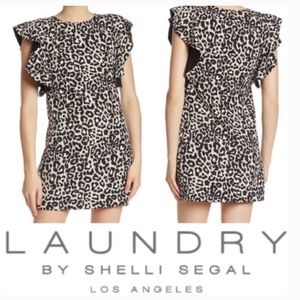 LAUNDRY by Shelli Segal sheath dress flutter sleeve animal Print Dress